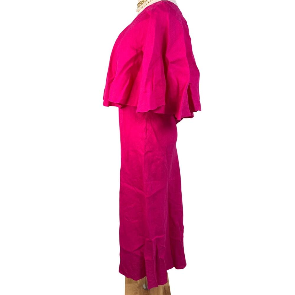 Three Graces London Valentina One Shoulder Linen Maxi Dress pink size UK 8 US 4 - Picture 8 of 15